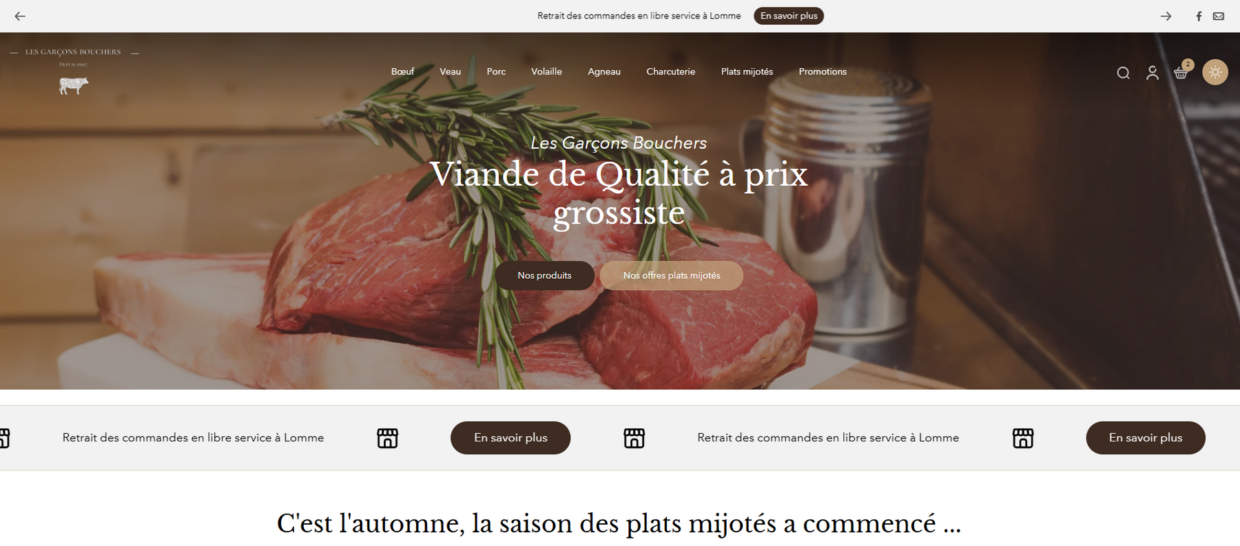 Page d'accueil des Garçons Bouchers