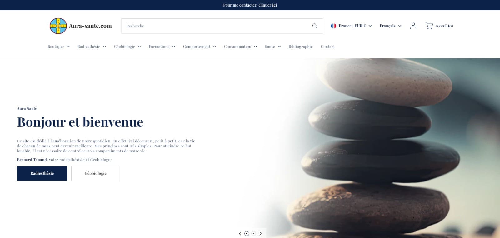 Page d'accueil du site Aura-santé, Client huggii.com