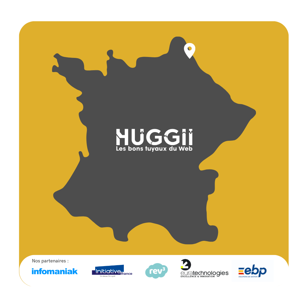 Carte de la France représentant HUGGII sur celle-ci