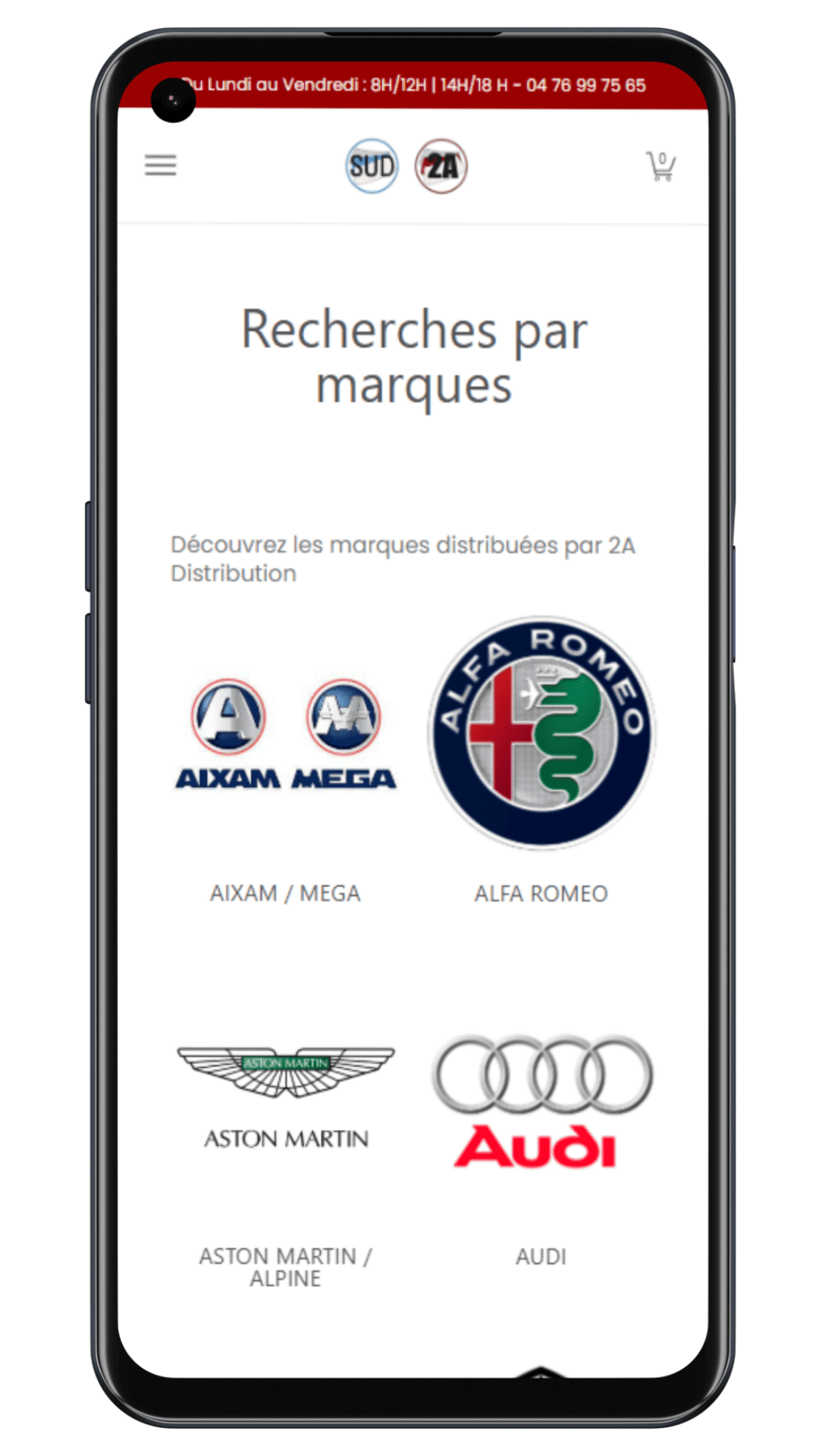 Homepage téléphone client 2a distribution