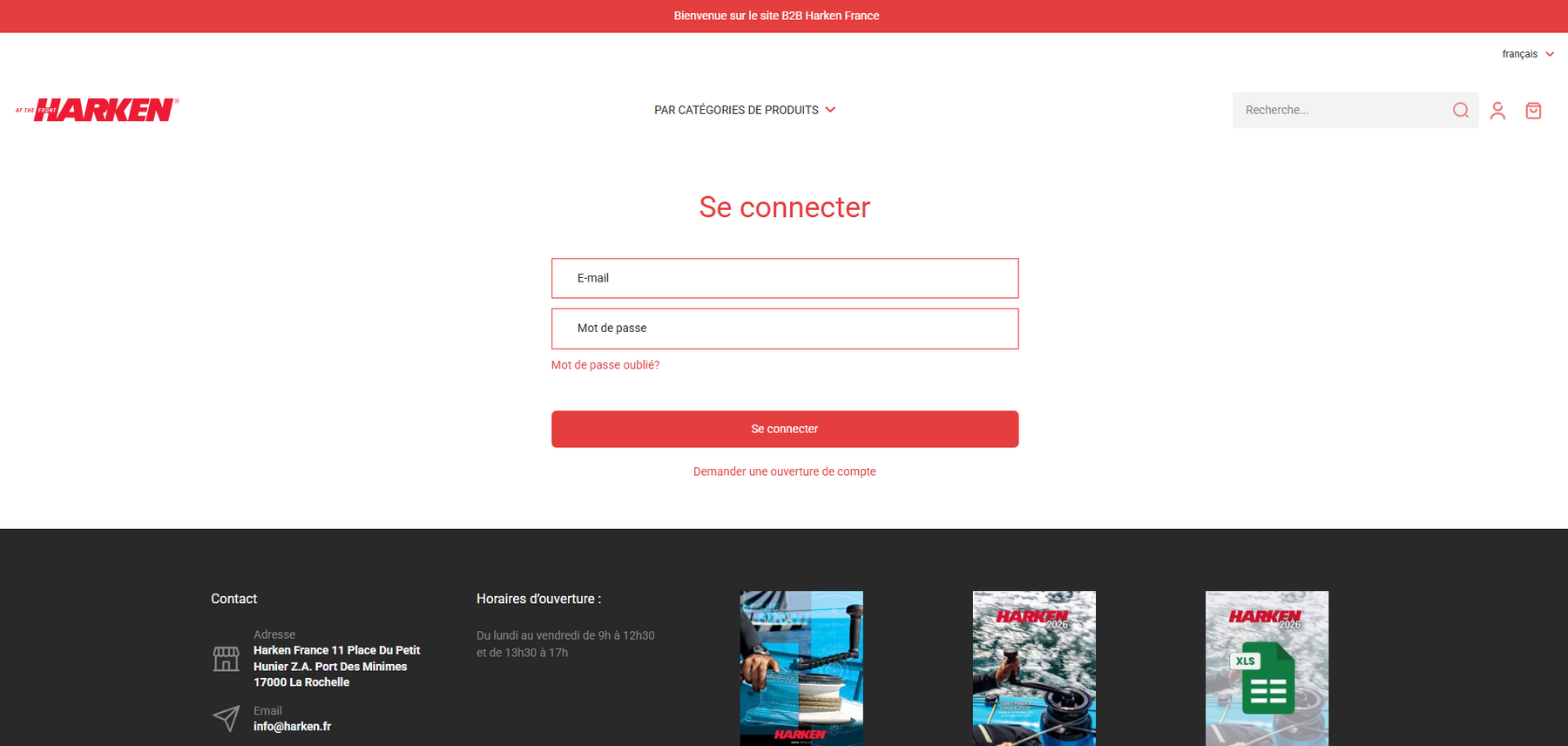 Page d'accueil d'Harken