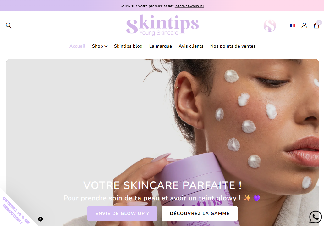 Page d'accueil de Skintips