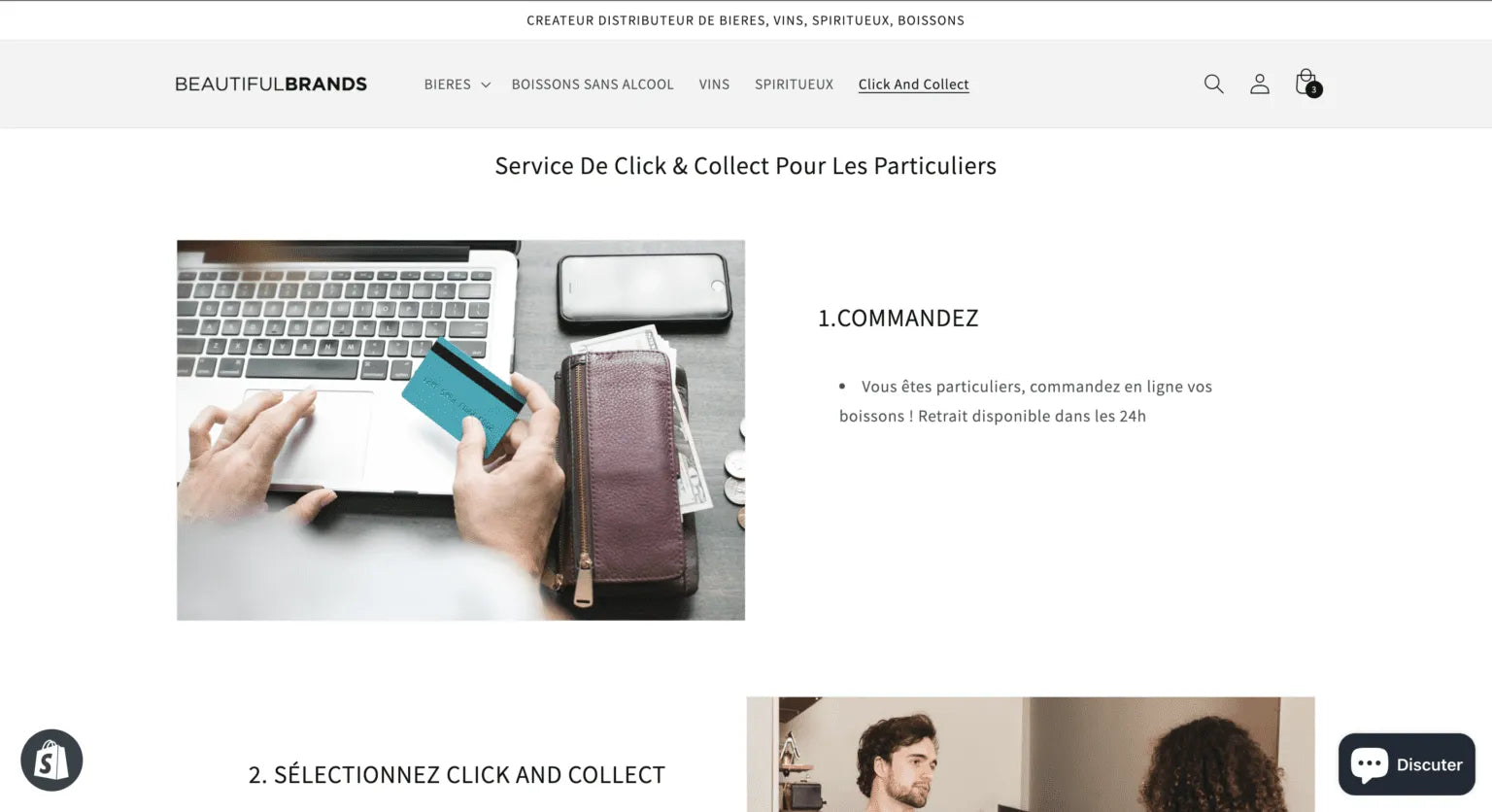 Aperçu de la page de click & collect du site Shopify Beautiful Brands