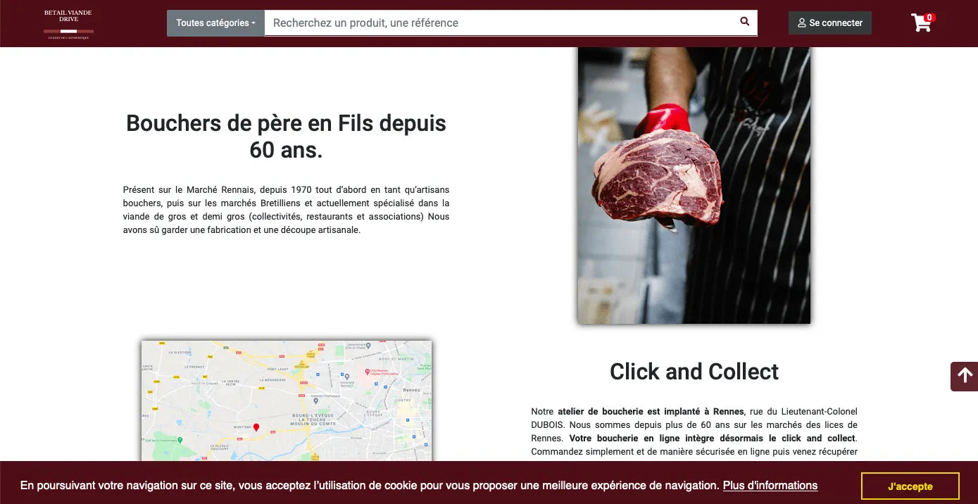 Aperçu de la page d'accueil du site Bétail Viande Drive