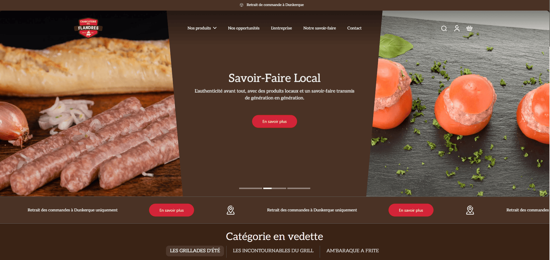 Page d'accueil de la Charcuterie des Flandres