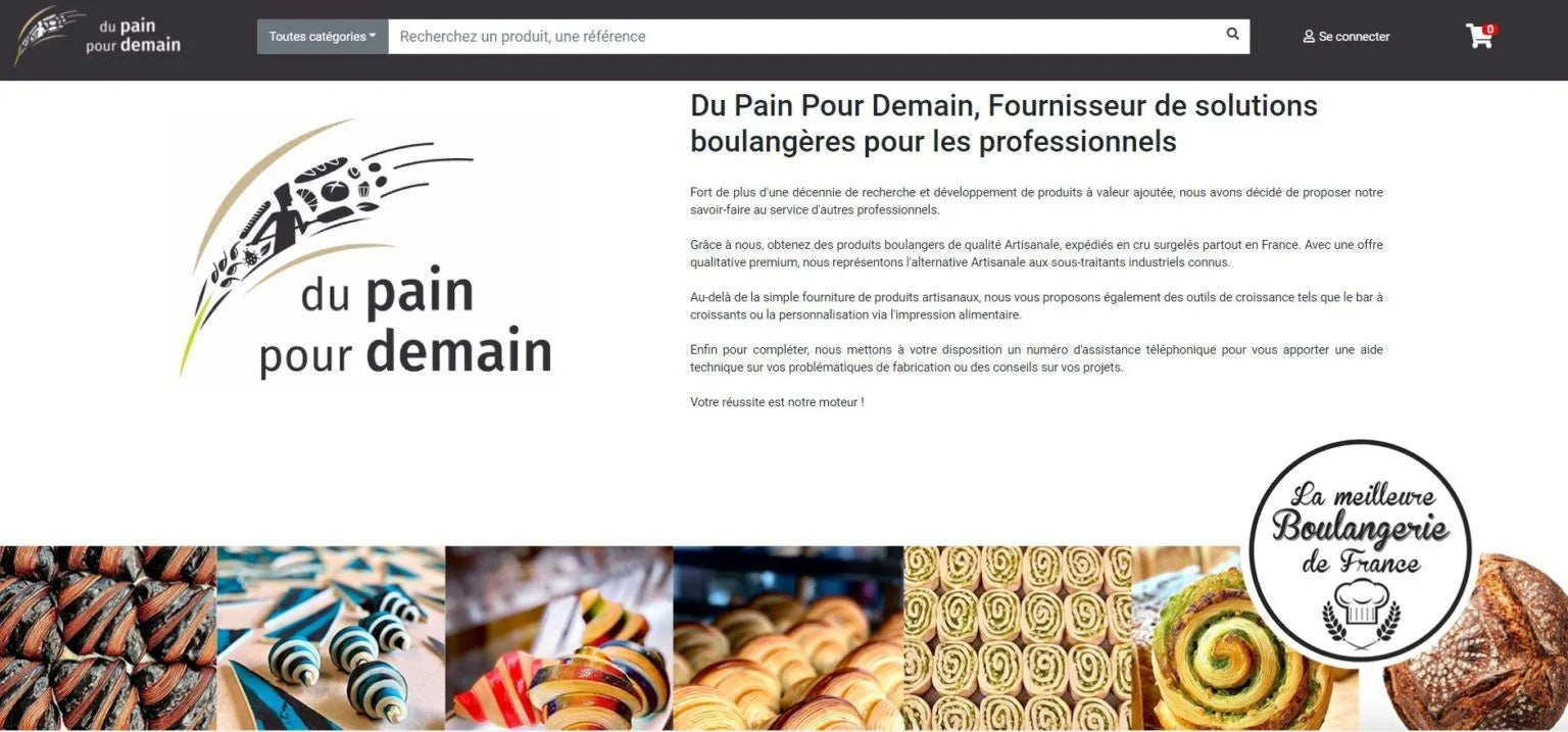 Aperçu de la page d'accueil du site du Pain pour Demain