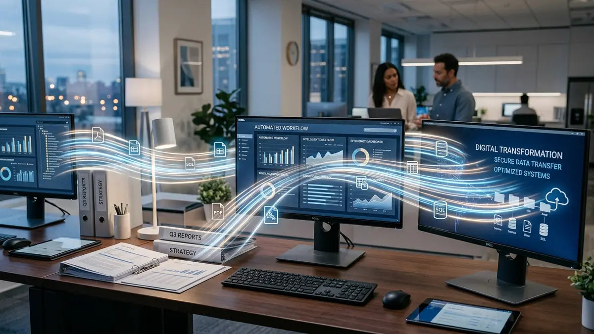 Transformation numérique e-facture avec flux de données entre appareils et documents automatisés