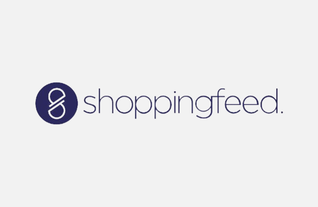 Logo ShoppingFeed, connectable avec HUGGII