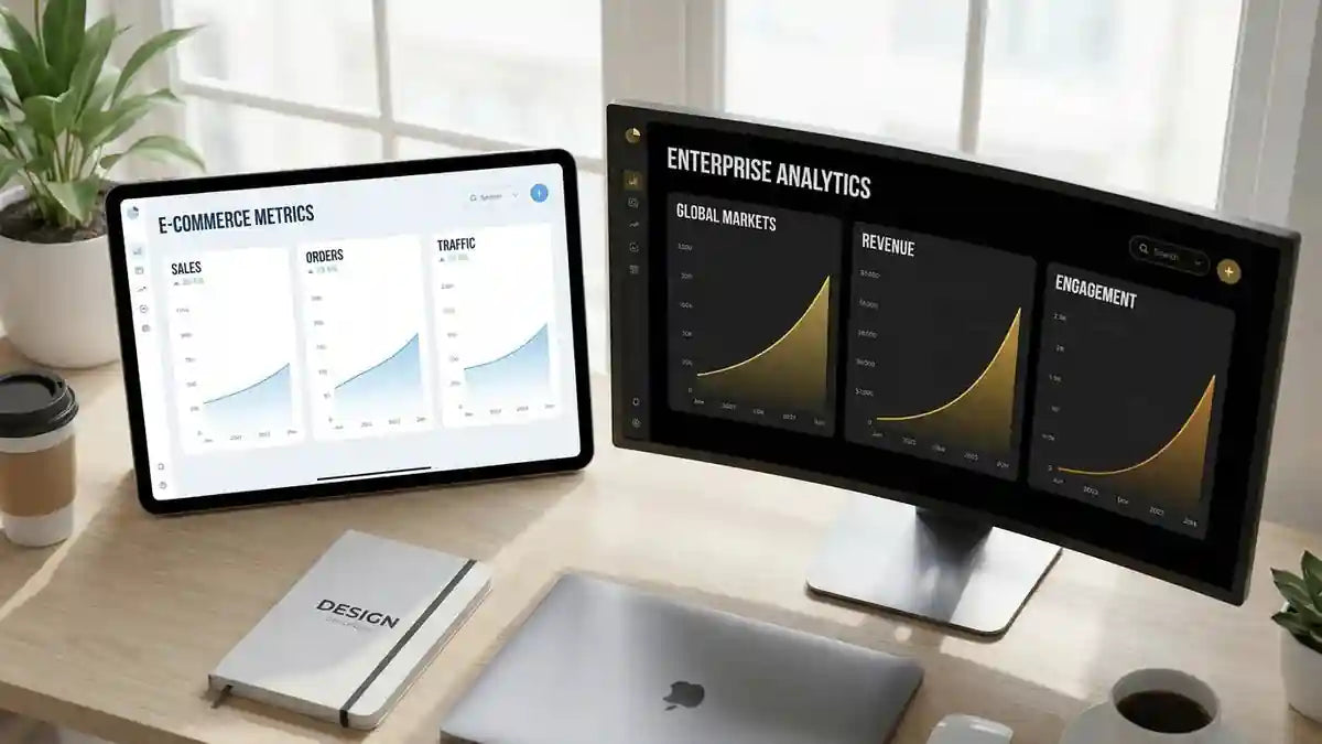 Comparaison tableau de bord Shopify standard vs Shopify Plus métriques e-commerce