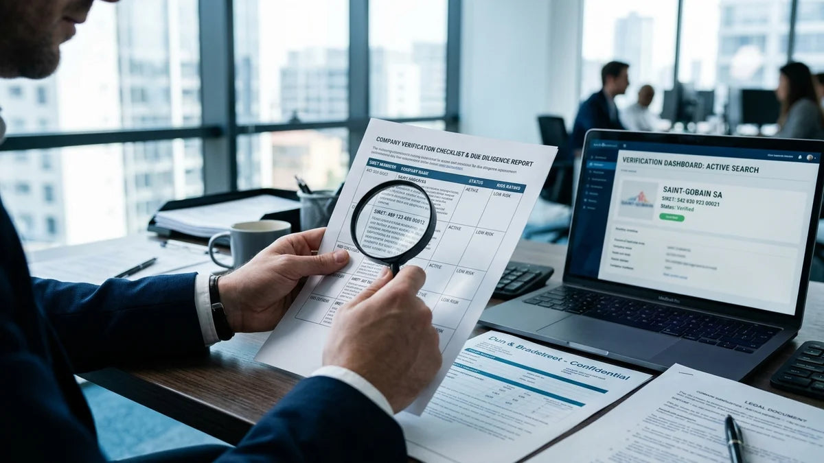 Vérification solvabilité client B2B : documents financiers et checklist sur bureau professionnel