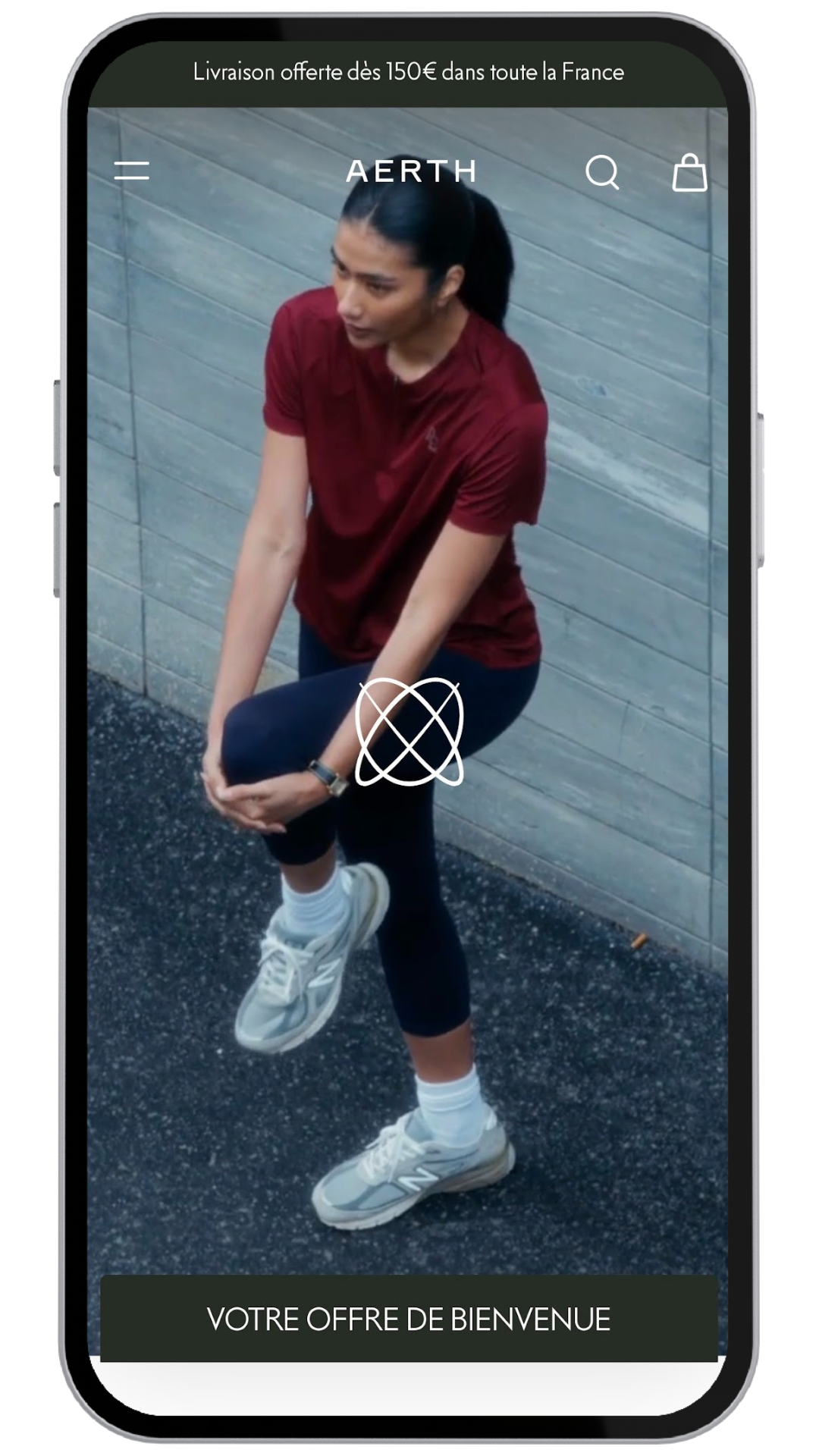 Shopify de notre réalisation Aerth en version téléphone