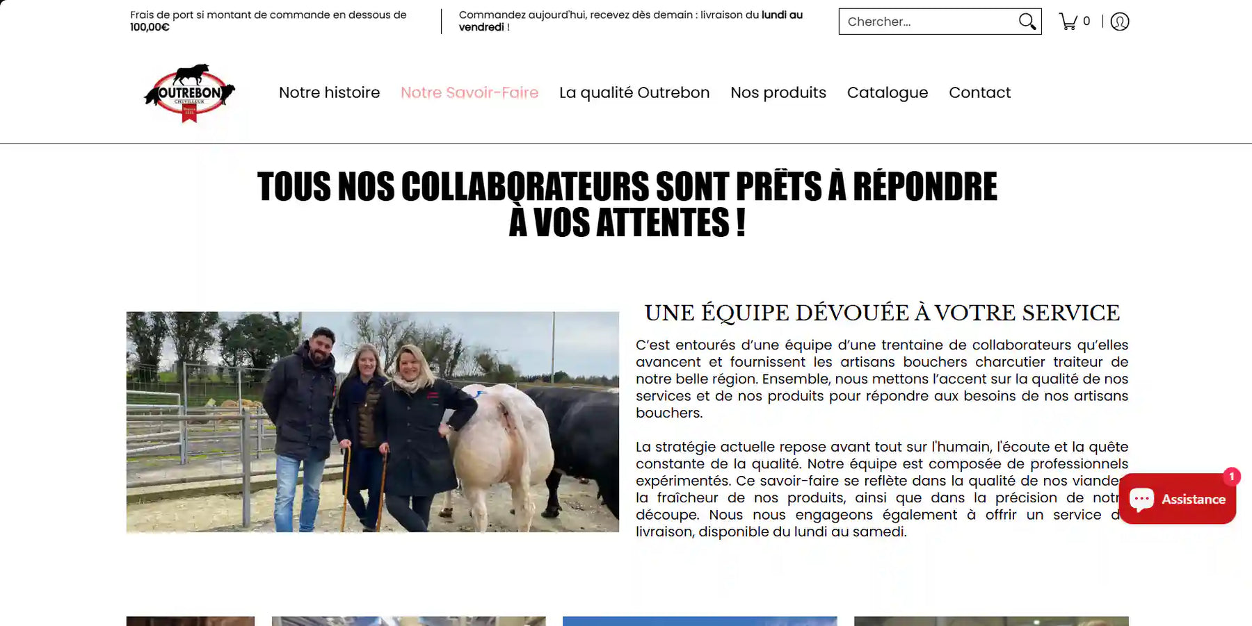 Shopify de notre réalisation Outrebon en version ordinateur