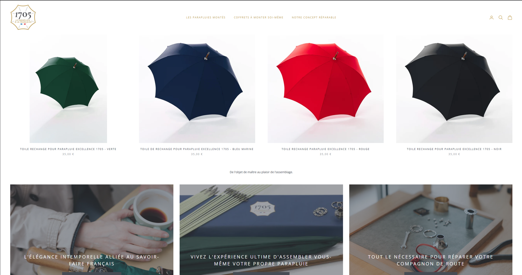 Shopify de notre réalisation Parapluie 1705 en version ordinateur