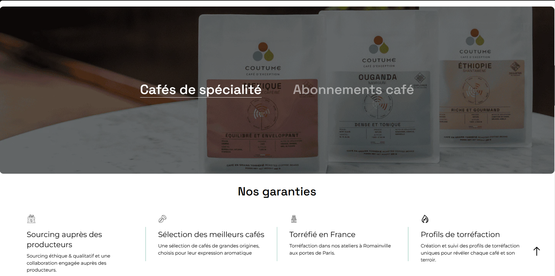 capture d'ecran d'ordinateur du site coutume cafe