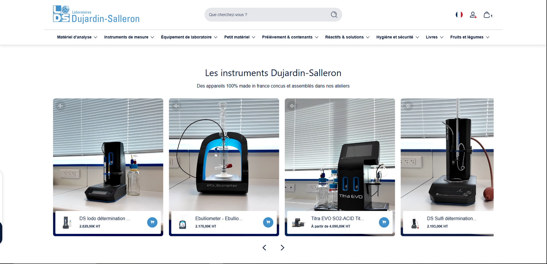 Capture d'écran sur ordinateur du site Laboratoires Dujardin-Salleron