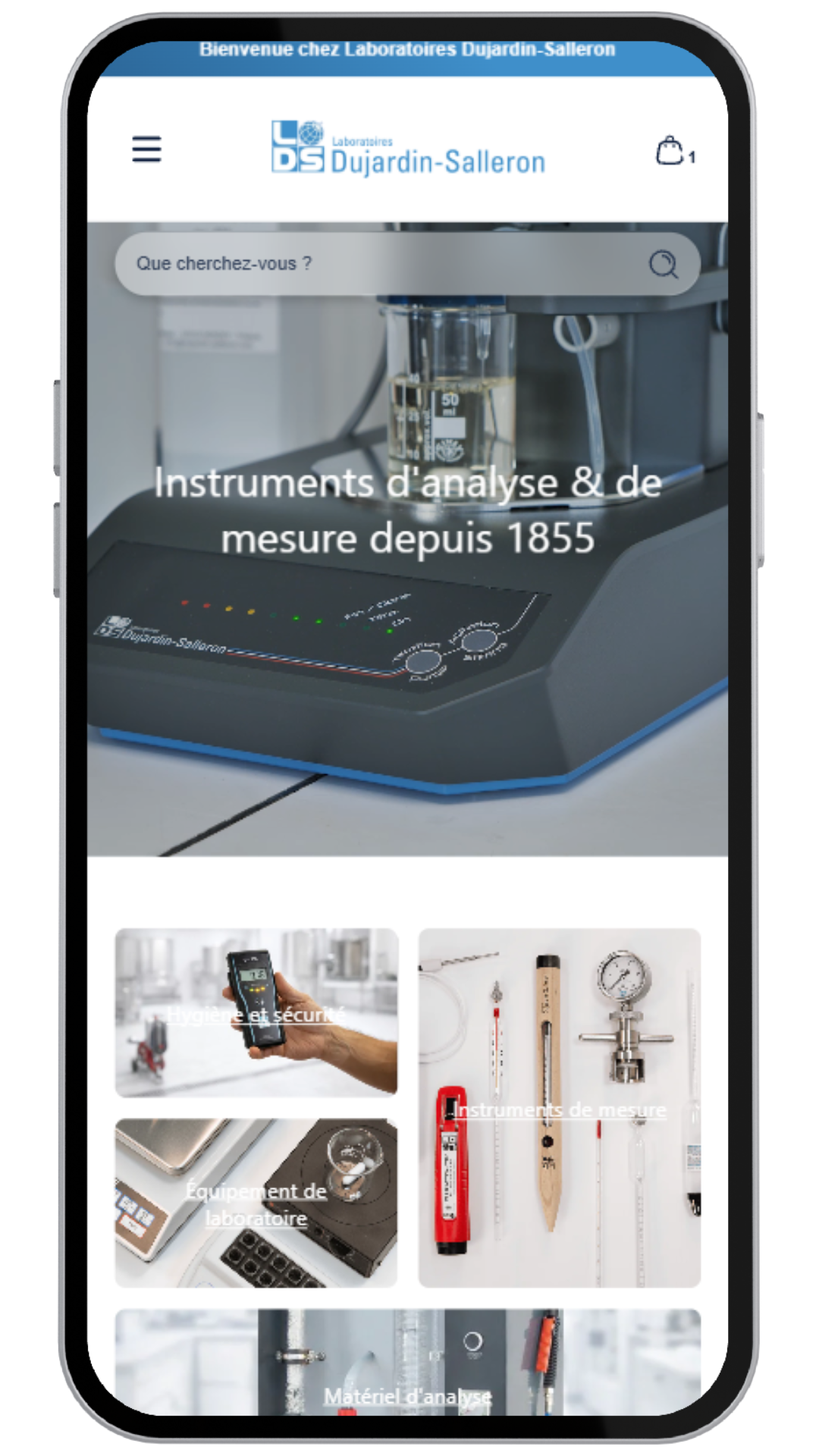 Capture d'écran téléphone du site Laboratoires Dujardin-Salleron