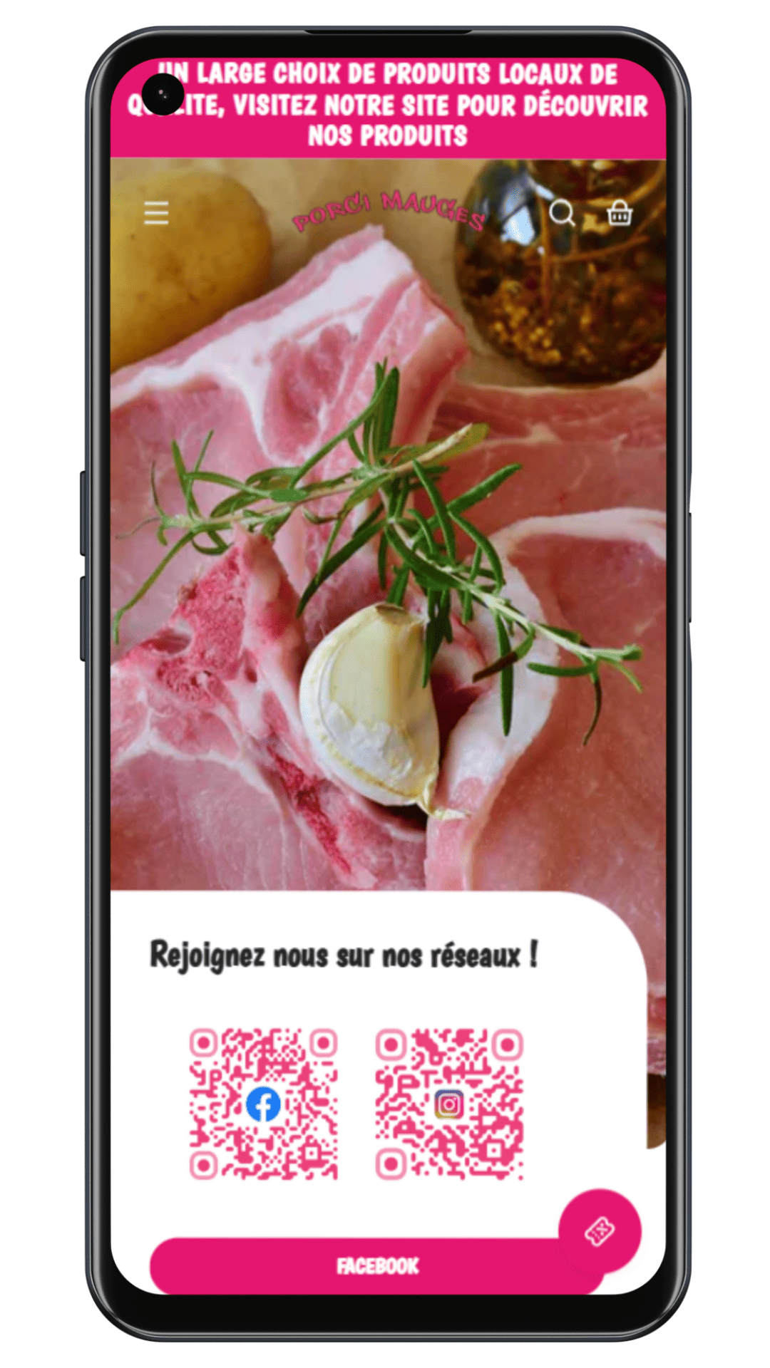 Homepage téléphone du client Porci mauges