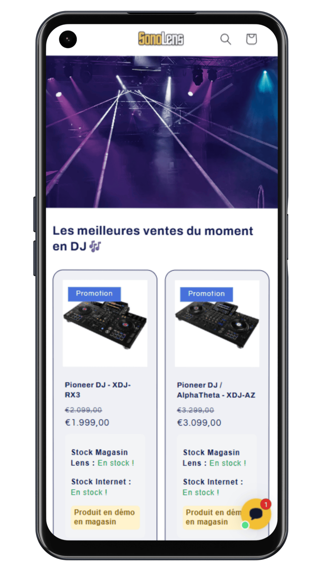 Homepage téléphone du client Sonolens