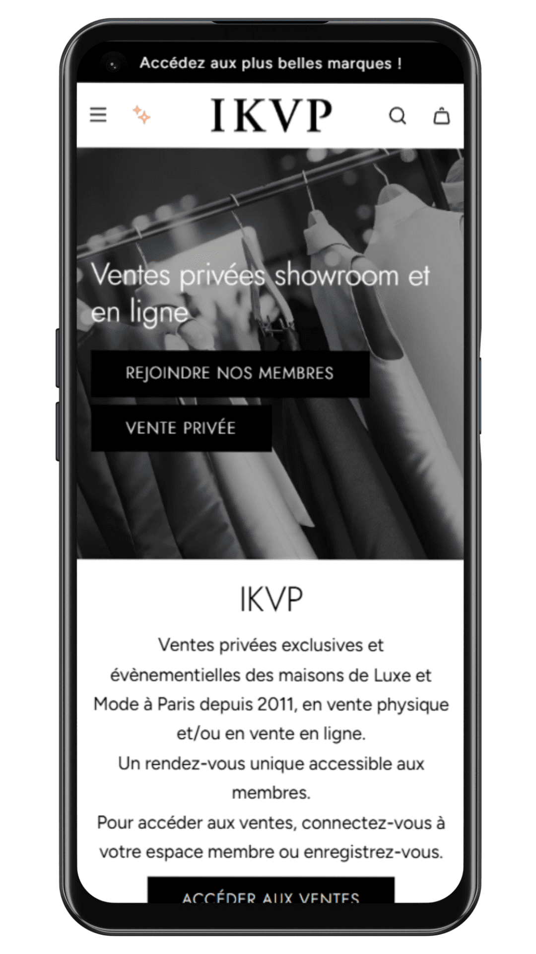 Homepage téléphone du client IKVP