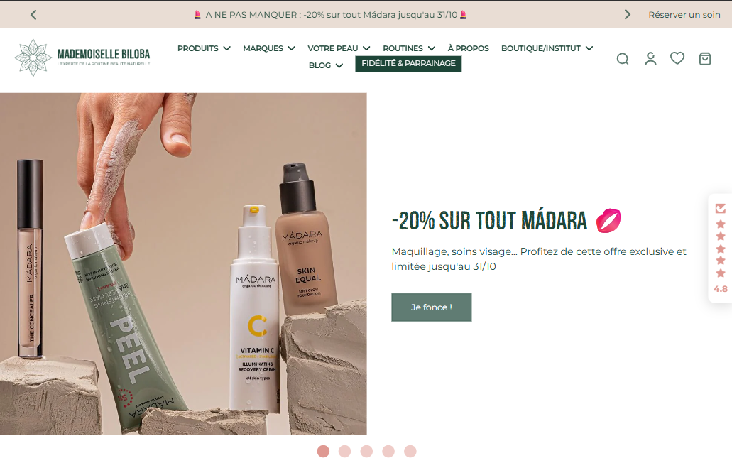 Page d'accueil de Mademoiselle Biloba