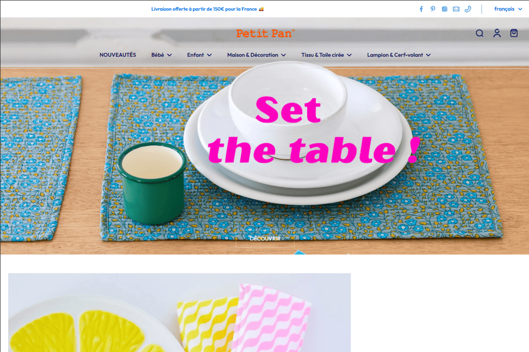 Page d'accueil de Petit Pan