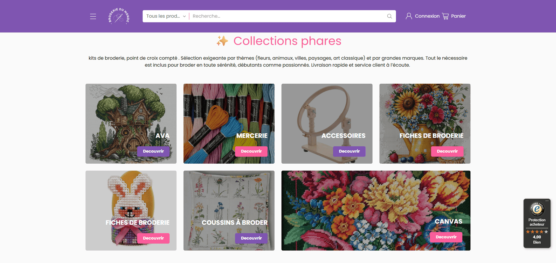 Page d'accueil de Broderie du monde