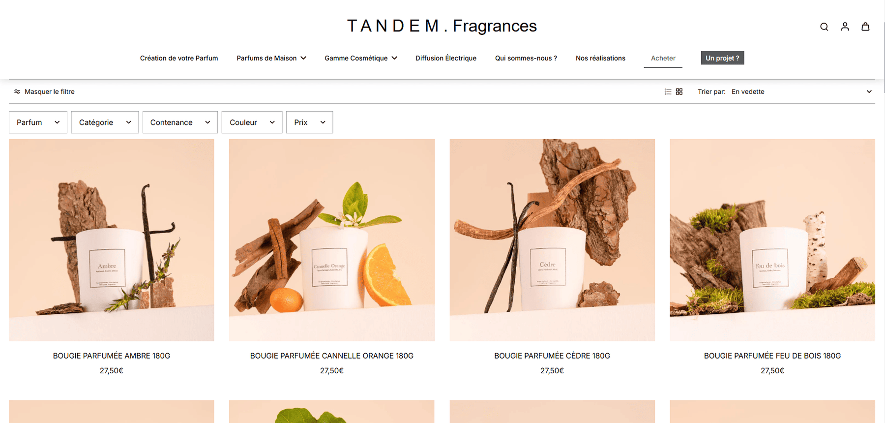 Page catégorie de produit de T A N D E M . Fragrances